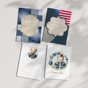 Invitación Bebé de vaqueros azules Americana Fiesta de bebé