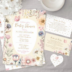 Invitación Watercolor amarillo Floral Baby Shower