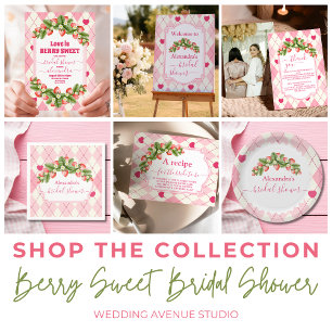 Etiqueta Berry Sweet Strawberry Pink Bridal Shower Return