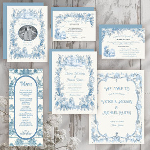 Invitación Elegante Boda del castillo de flores de toile fran