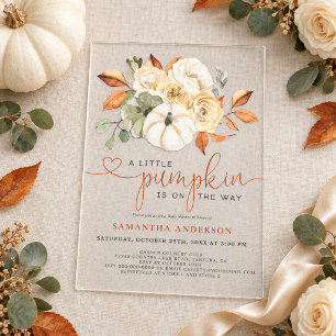 Postal Otoño Rústico Un Pequeño Baby Shower De Calabaza
