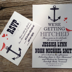 Invitación Vintage Boda Náutico de la Marina de Ballenas de C