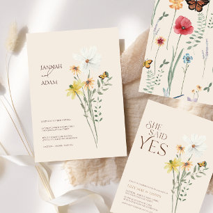 Invitación Whimsical Daisy Yellow Wildflowers Boda