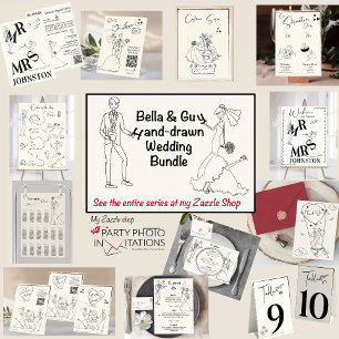 Póster Escala de tiempo del Boda retro Scribbl dibujado a