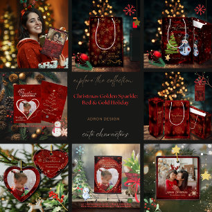 Tarjeta Festiva Calendario Elegante de Fotografías Rojas 2025