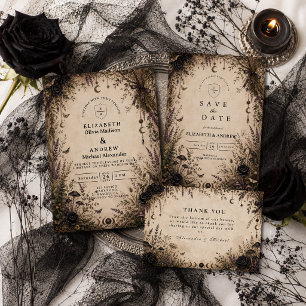 Tarjeta De Agradecimiento Boda Romántica Boho Góthica