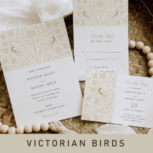 Invitación Aves de amor de Victoria doradas salvan la fecha