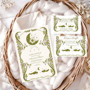 Invitación Baby Shower Botánico Celestial Vintage
