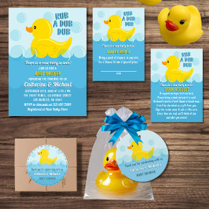 Invitación Baby Shower de pato amarillo de goma A Dub