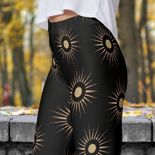 Leggings Patrón elegante de ráfaga de sol de vino rojo