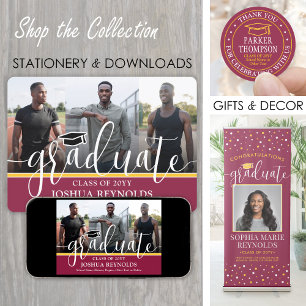 Anuncio Guión Moderno Graduación de 4 Fotos en Marrón y Do