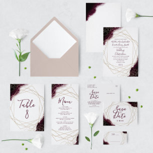 Invitación a la boda geométrica por color de agua 