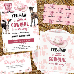 Servilleta De Papel Baby Shower de la chica rodeo occidental rosada