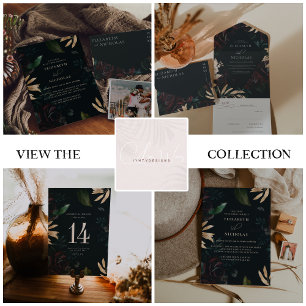 Invitación Todo En Uno Rosa de terciopelo oscuro de Borgoña   Boda de inv