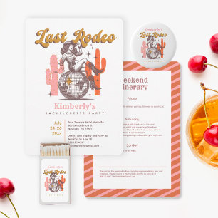 Pegatina Redonda Último Rodeo Retro Rosa Vaquera Fiesta de Despedid