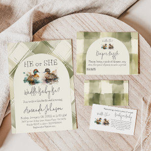 Invitación Elegante Waddle, es revelación de género del pato 