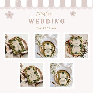 Invitación Boda islámica barroca esmeralda