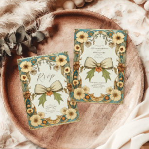 Reserva La Fecha Moda Boda de Art Nouveau floral vintage