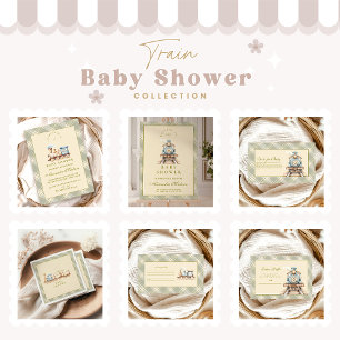Invitación Baby Shower de Green Watercolor Train