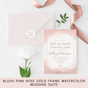 Invitación a la boda magnética del oro rosa y Rosa