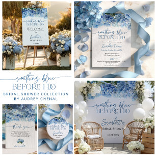 Pegatina Redonda Algo Azul Antes de Hacer Hortensias Azules Nupcial