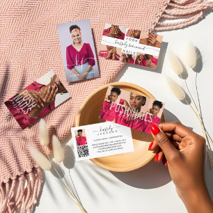 Tarjeta De Visita Logotipo y foto de caligrafía de guión elegante