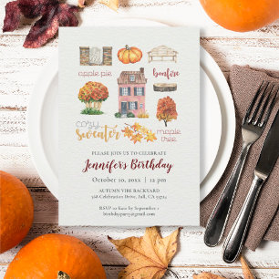 Invitación Cumpleaños de Otoño Rústico Cosas Favoritas Fiesta