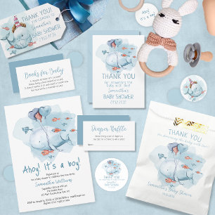 Invitación Ahoy es un Baby Shower de ballena de chico lindo