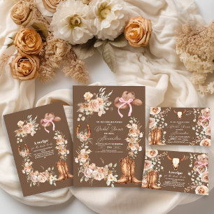Invitación Ducha Boho Floral Western Bridal
