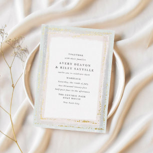 Invitación Con Relieve Metalizado Susurros elegantes de color azul y rosa