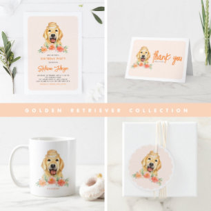Servilleta De Papel Cute Golden Retriever y Peach Flowday