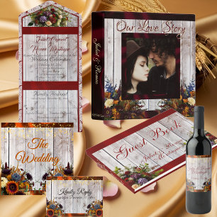 Etiqueta Para Botella De Vino Flores silvestres, cinta de opciones y Boda de luc