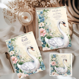 Servilleta De Papel Elegante cisne floral Rubor rosado Baby Shower