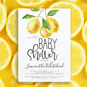 Invitación Todo En Uno Lemon Drop Watercolor Diaper Raffle Baby Shower