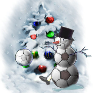 Tarjeta Festiva Navidades Snowman de la pelota de fútbol