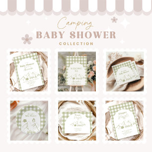 Invitaciones Acrílicas Baby Shower de Camping Verde