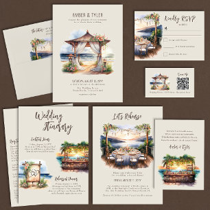 Tarjeta De Confirmación De Asistencia Boda romántico de Sunset Beach