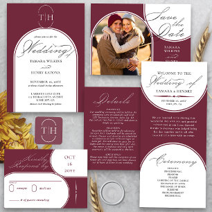 Elegante programa de bodas en arca de Borgoña
