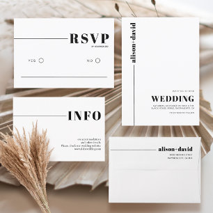 Tarjeta De Recepción Boda minimalista de tipografía de moda blanca y ne