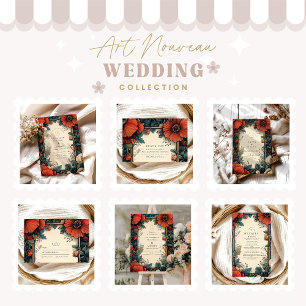 Tarjeta De Agradecimiento Boda floral vintage Art Nouveau