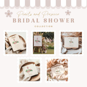 Invitación Perlas Rosas de Rubor y ducha de novia Prosecco