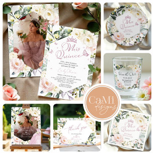 Lona Cartel de bienvenida de Boho Floral Frame Quinceañ