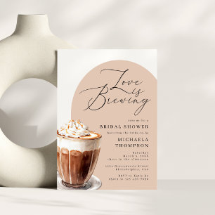 Pegatina Redonda El amor es preparar café, ducha de novia gracias