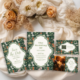 Invitación a la boda vintage William Morris