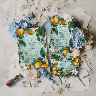 Tarjeta De Agradecimiento Boda Botánica Jardín de Cítricos
