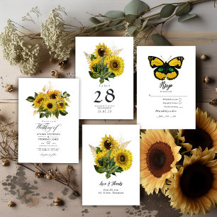 Tarjeta De Agradecimiento Rústico Barn de Campo de Girasol