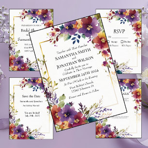 Invitación Boda de flores de color de agua elegante