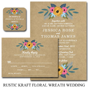 Invitación La colección de Bodas de flores de Kraft