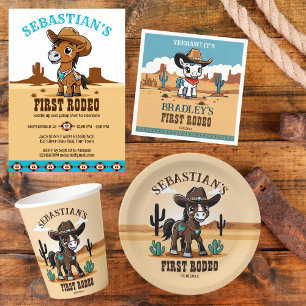 Invitación Primera fiesta de cumpleaños de Rodeo lindo cowboy