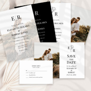Tarjeta De Agradecimiento Elegante Personalizado Monograma Boda de fotografí